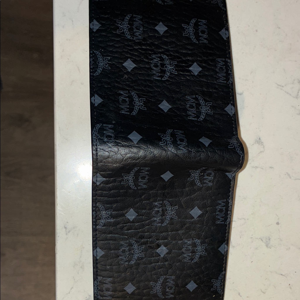 Mcm Black & Gray Monogram Bifold Wallet